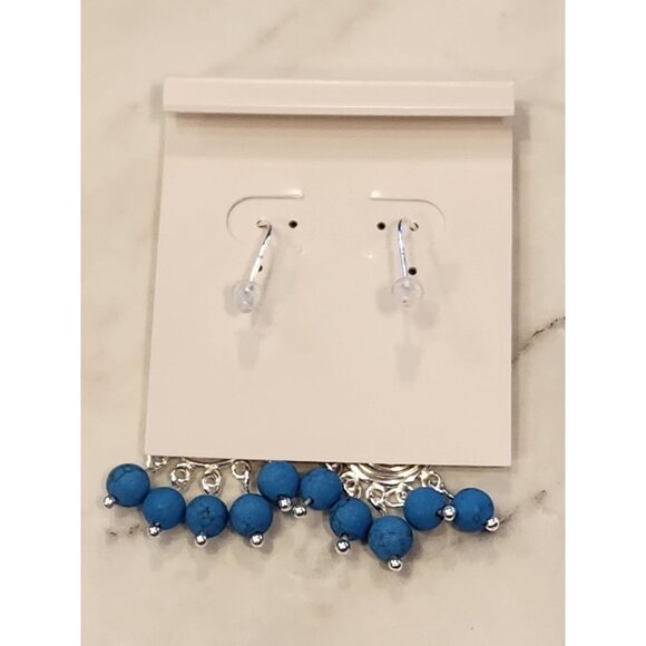 Sterling Silver Spiral Drop Earrings With Blue Beads - Picture 3 of 5